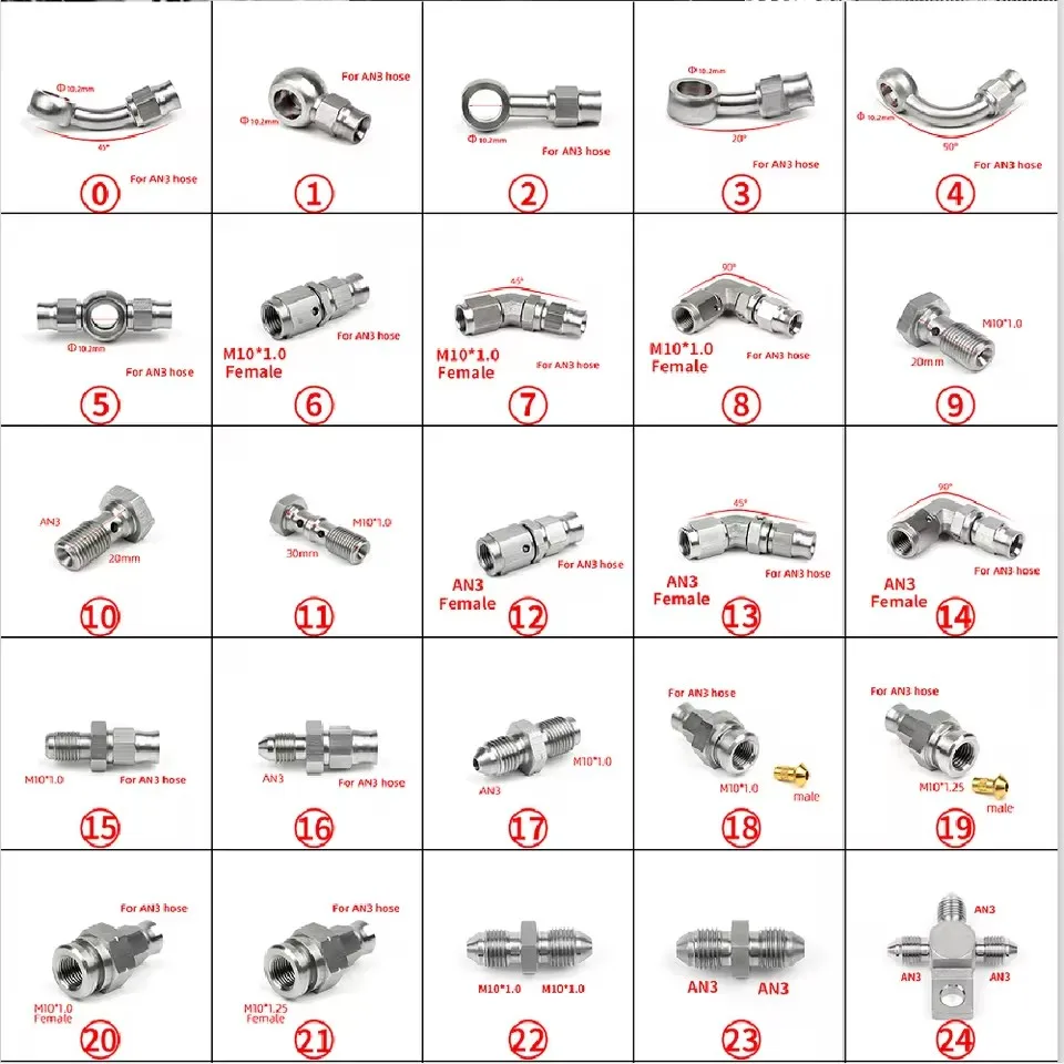 01PC AN3 AN4 Car modified Motorcycle Motor Bike Hydraulic Brake Oil Hose Line Banjo Fitting Stainless Steel For Car Motorcycl001