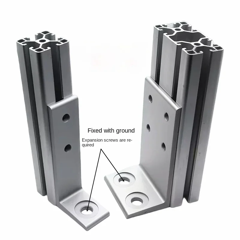 Aluminum Profile L-Type Anchor Connector, Square Foot Cup, Ground Anchor, Fence Base, guardrail Support, 2020