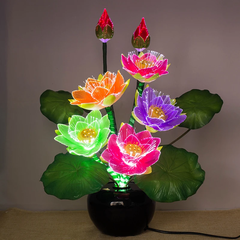 เปลี่ยนสีหลอดไฟ LED ไดนามิกนางฟ้าลิลลี่ผีเสื้องานแต่งงานตกแต่งศิลปะใยแก้วนำแสงดอกไม้คริสต์มาสปีใหม่ร้านปาร์ตี้