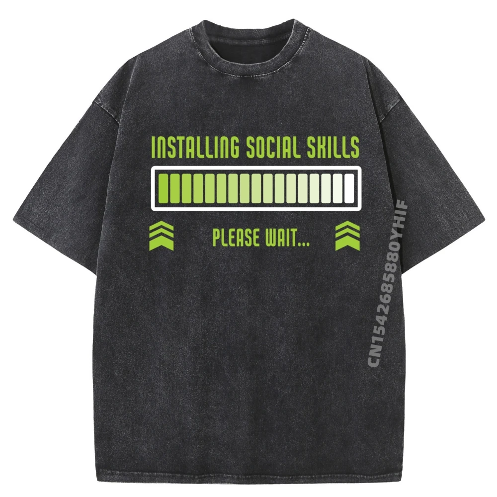 

Топы, футболки для взрослых, установка социальных навыков, пожалуйста, чекайте, футболка с рисунком, мужская классическая стираная одежда