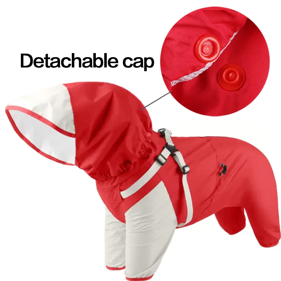 Pet Dog Waterproof Coat Puppy Hooded Jacket for Rainy Day Outdoor Dog Raincoat Reflective Clothes for Small Medium Large Dogs