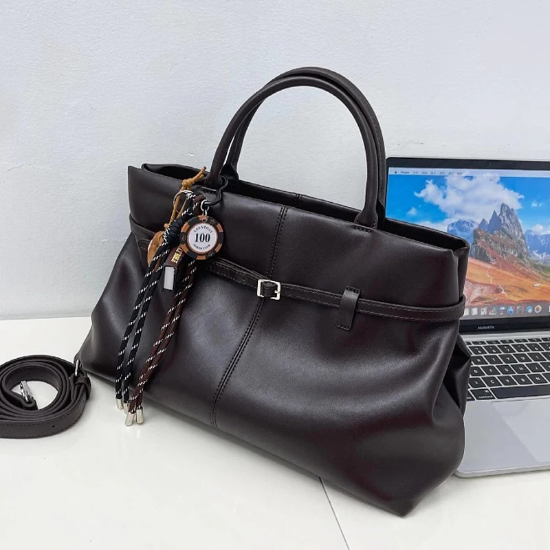 

Сумка-тоут из натуральной кожи Le 35 для женщин, роскошная дизайнерская сумка-кошелек 2024, новинка из воловьей кожи, аксессуары с верхней ручкой на плечо