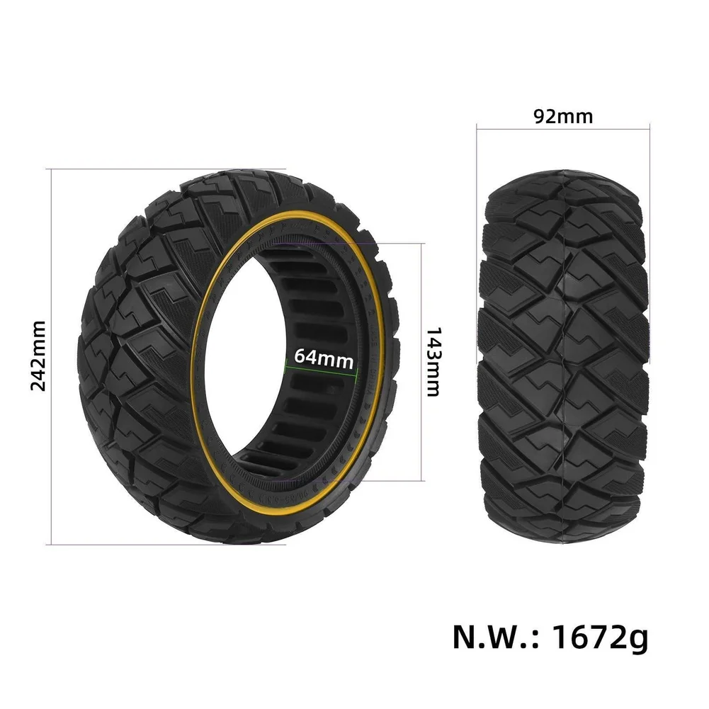 

Solid Tire 92mm for Scooter Incorporating Diamond Pattern Grip and For HONEYCOMB Structural Support 90/65-6.5 Confident Handling