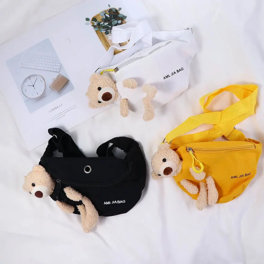 

Bag Shopping Bags Fanny Pack Zipper Crossbody Shoulder Bag Crossbody Waist Bag Bear Canvas Bag Phone Key Pouch Bear Waist Bag
