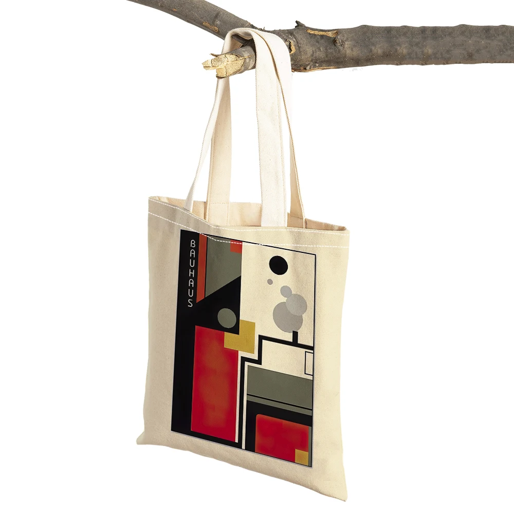 Modern Art Tote Bag Geometric Design Bauhaus Style Minimalist Fashion Eco Friendly Reusable Shopping Bag for Women Men Gift