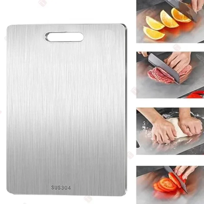 304 Stainless Steel Kitchen Cutting Boards Double Sided Multipurpose Larged Chopping Board for Household Kitchen Accessories image 5