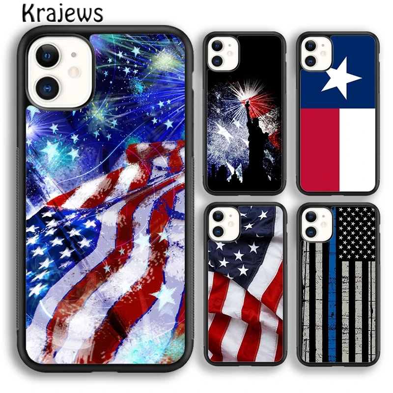 Krajews American Flag Statue of Liberty Phone Case Cover For iPhone 16 15 14 plus XR XS 11 12 mini 13 pro max Fundas