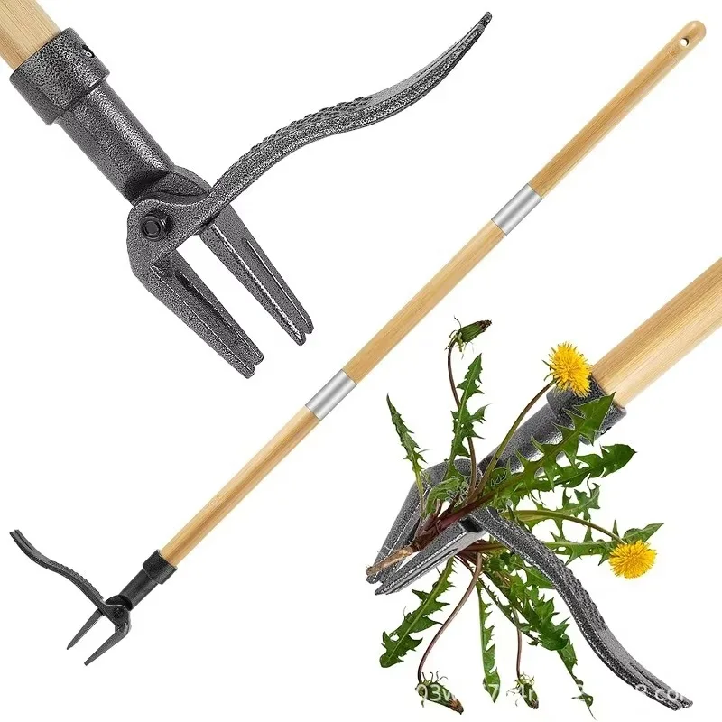 

Easy of Weeds Forestry Machinery 3-Sectional Pole Design Long-Handle 4-Claw Steel Head Garden Hand Cutter Tool