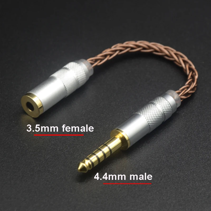 Srebrny kabel ulepszony 4.4MM zbalansowany męski do 3.5MM Adapter żeński srebrny wtyczka słuchawkowa konwersji kabla 10cm — zdjęcie produktu 2