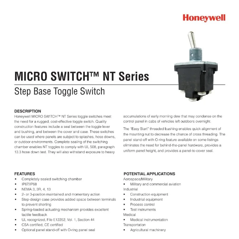 1NT1-2-N Honeywell/Honeywell Authorized Agent Microswitch Original Genuine Technical Support