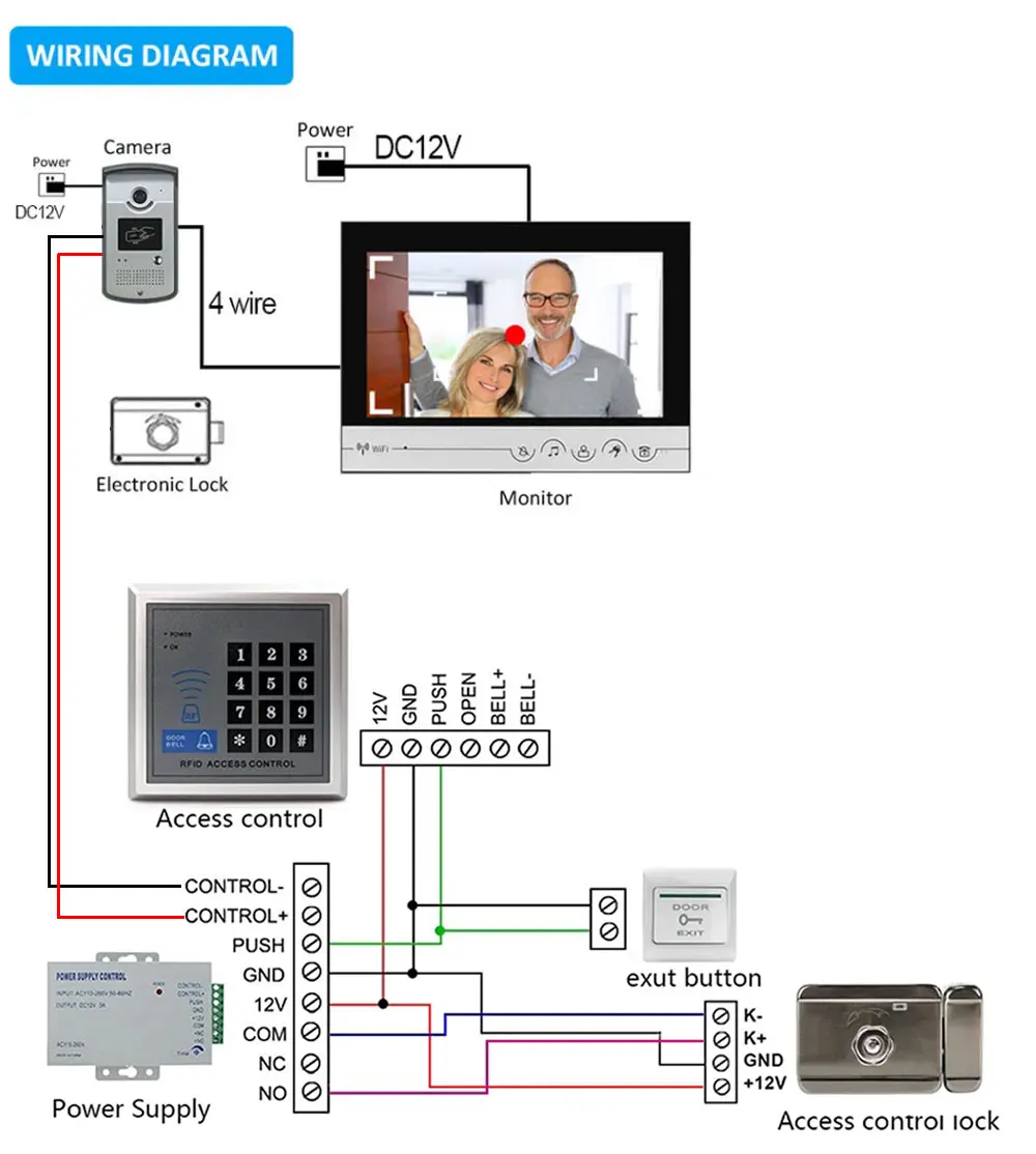 Electronic Door Lock Electric Magnetic Lock Video Door Phone Intercom System Gate Opener for Access Control System Various