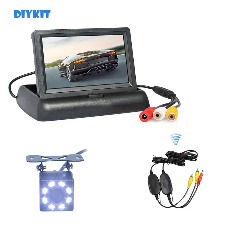 

DIYKIT Wireless 4.3inch Car Reversing Camera Security Kit Car Monitor LCD Display LED Color Night Vision Car Rear View Camera