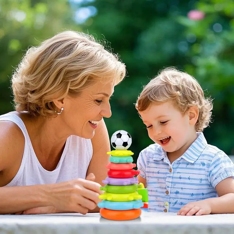 Stacking Ring Toy Rainbow Balance Stacking Game Preschool Learning Stacker Toy For Traveling Schools Daycare Centers