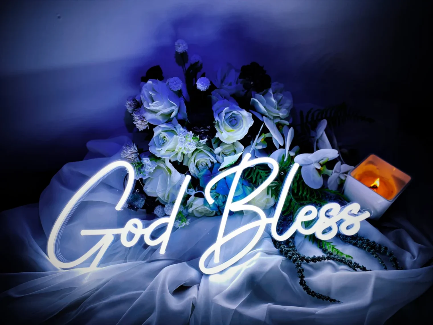 God Bless Neon Sign God BlessLOGO Customized Lighting Bedroom Decoration Customized Neon art Aesthetics Backg