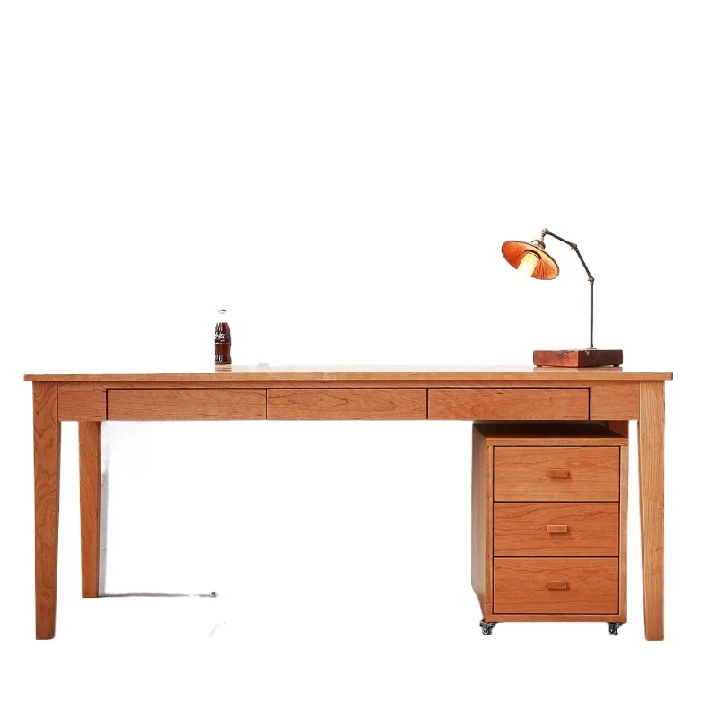 Nordic log cherry wood desk, solid wood study ta ble, writing tab le, black walnut workbench