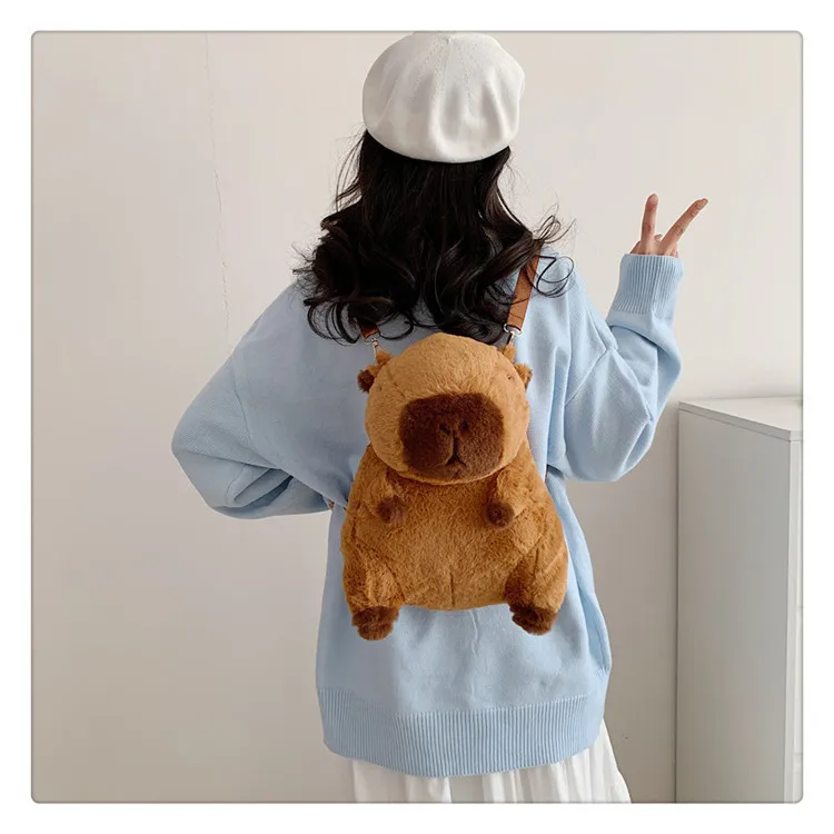 Kawaii ransel untuk wanita ransel Capybara Capibala boneka boneka tas lucu kartun mewah 2024 tas wanita tas Feminina kecil