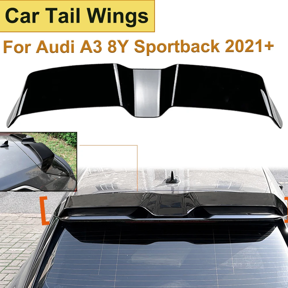 

For Audi A3 8Y Sportback 2021+ High ABS Quality Plastic Fixed Car Top Wing Tail Spoiler Exterior Modification Guard Protector