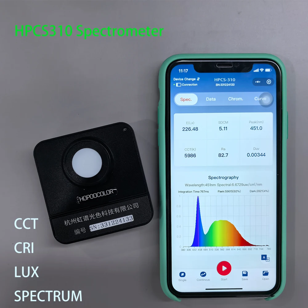 HPCS310 Espectrómetro uso ligero programa Wechat y software para PC Hopoocolor