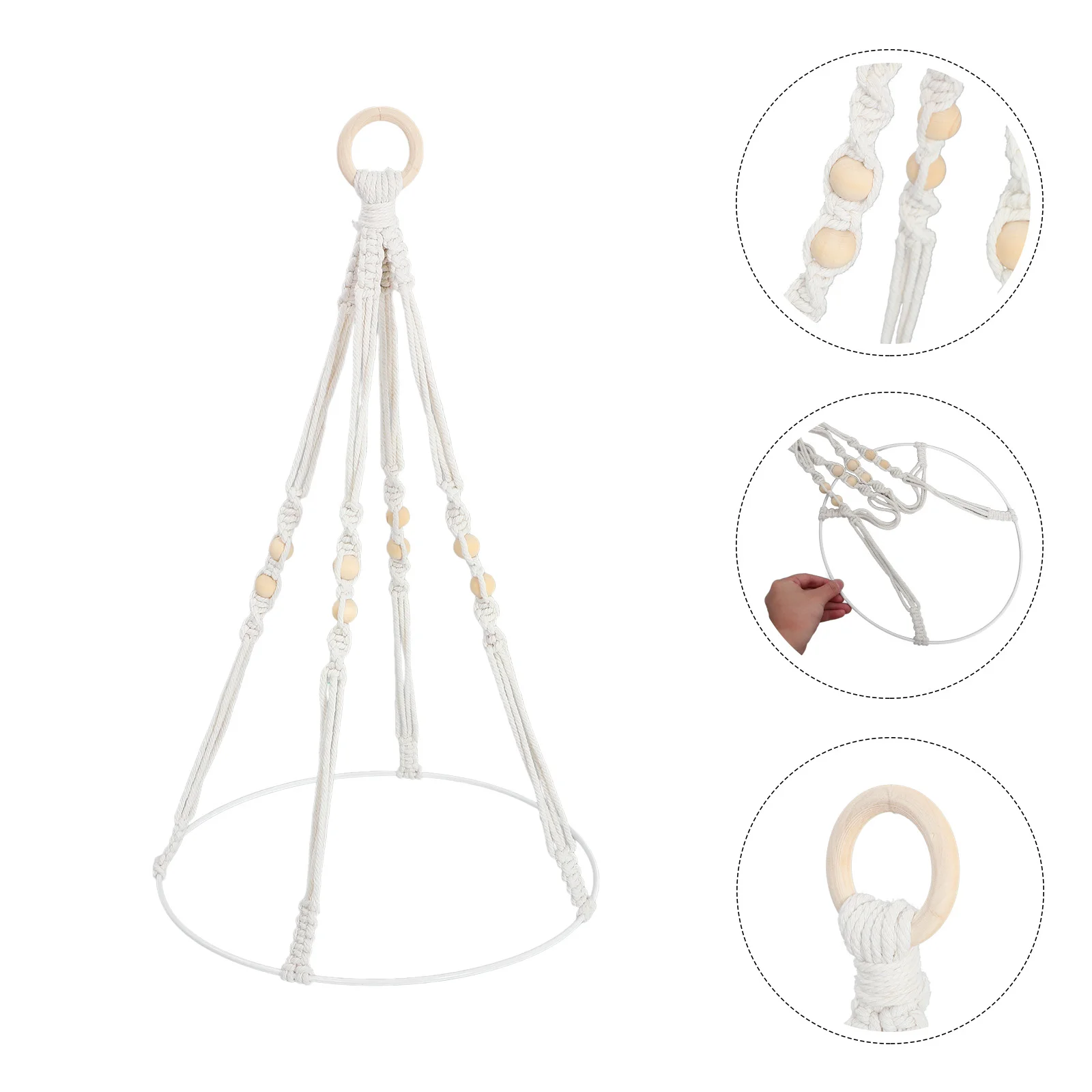 

Vanilla Anti-Moisture Rack Clothing Hangers Macrame Hanging Basket Folding Drying Outdoor Wood Flower Pot Holder