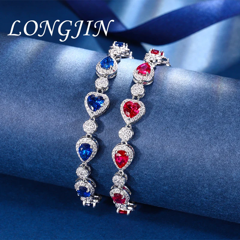 Charms Heart Shaped Love Water Droplet Red Crystal Stone Bracelet 17cm Friends Gift Sexy Aesthetic for Women Jewelry Accessories