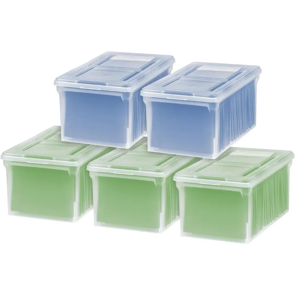

Plastic Storage Bin Tote Organizing File Box with Durable and Secure Latching Lid, Stackable and Nestable, 5 Pack, Clear