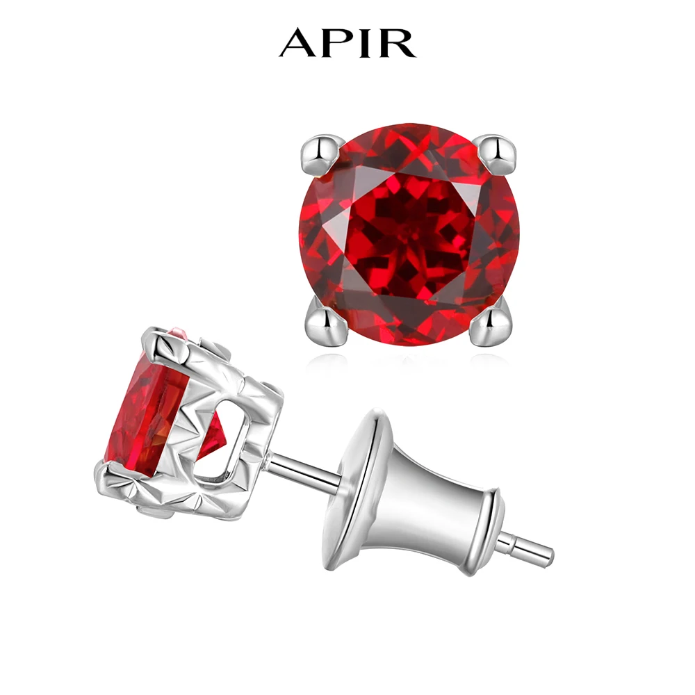 

APIR 0.3/0.5/1/2 ct Ruby Stud Earrings for Women Man 925 Sterling Silver Lab Grown Gemstone Customized Fine Jewelry Earrings