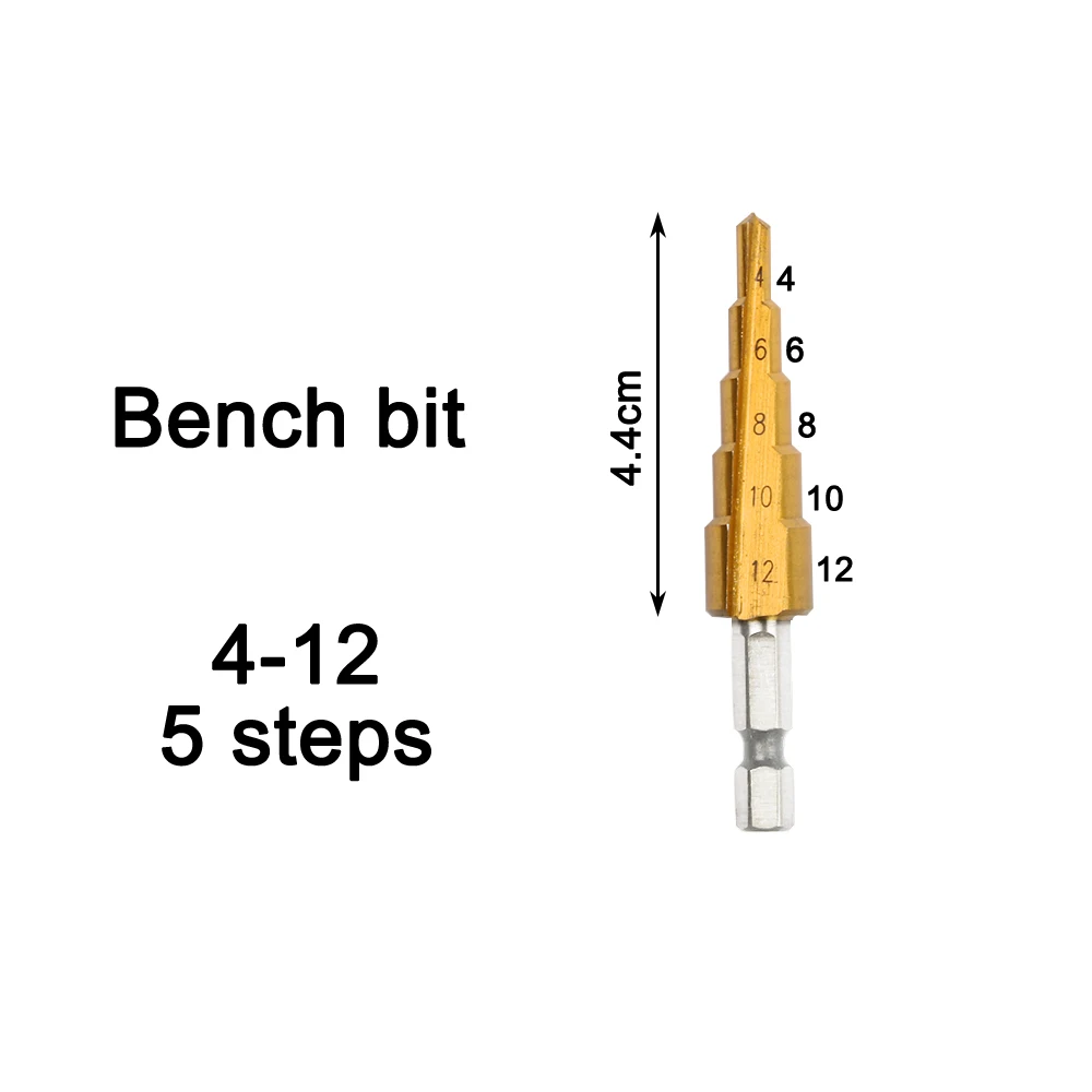 Foret étagé Hss revêtu de titane, foret étagé de 4 à 12/20/32mm, cône étagé, coupeur de trou métallique, foret hexagonal conique pour le métal, accessoires d'outils électriques