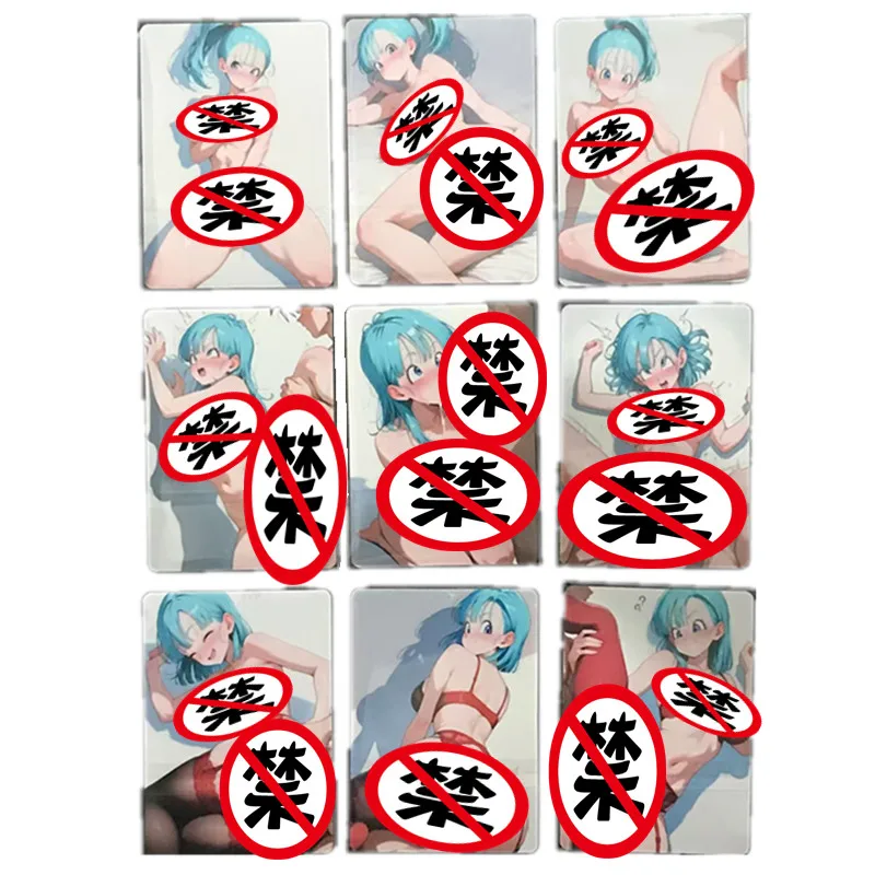 

9Pcs/set Anime Manga Dragon Ball Z Bulma ACG Sexy Nude Card Sportswear Super Saiyan Toy Gift Game Anime Collection Card