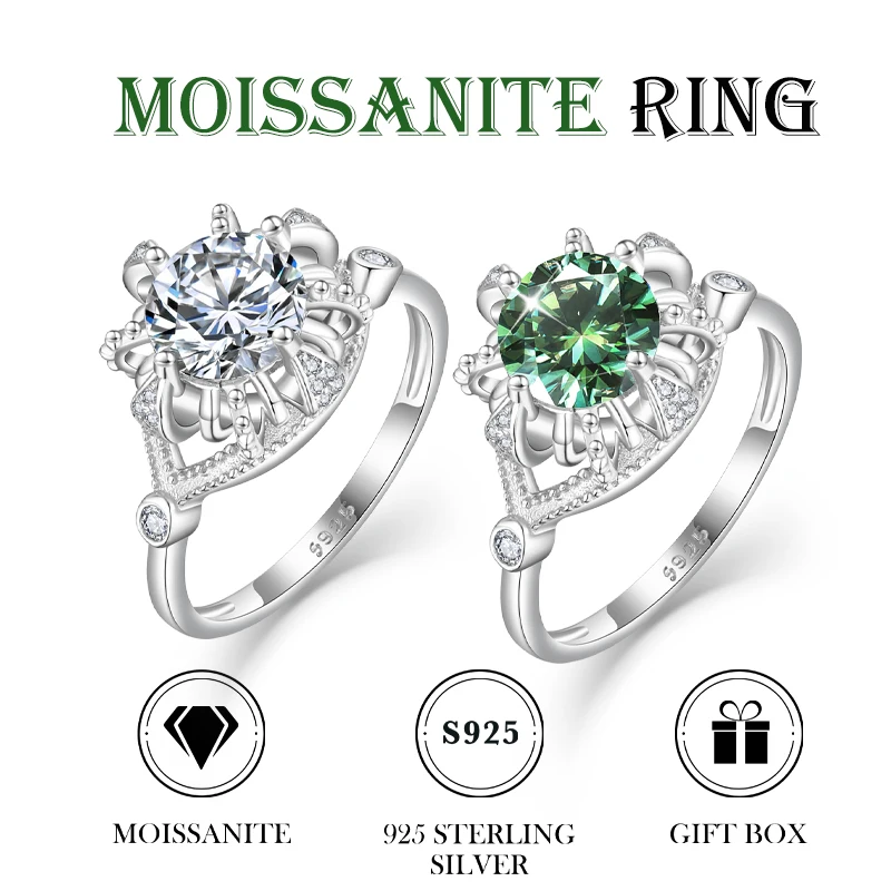 

Luxury Moissanite Jewelry for Wedding Anniversary Engagement Rings for Women, 925 Sterling Silver Promise Rings for Her
