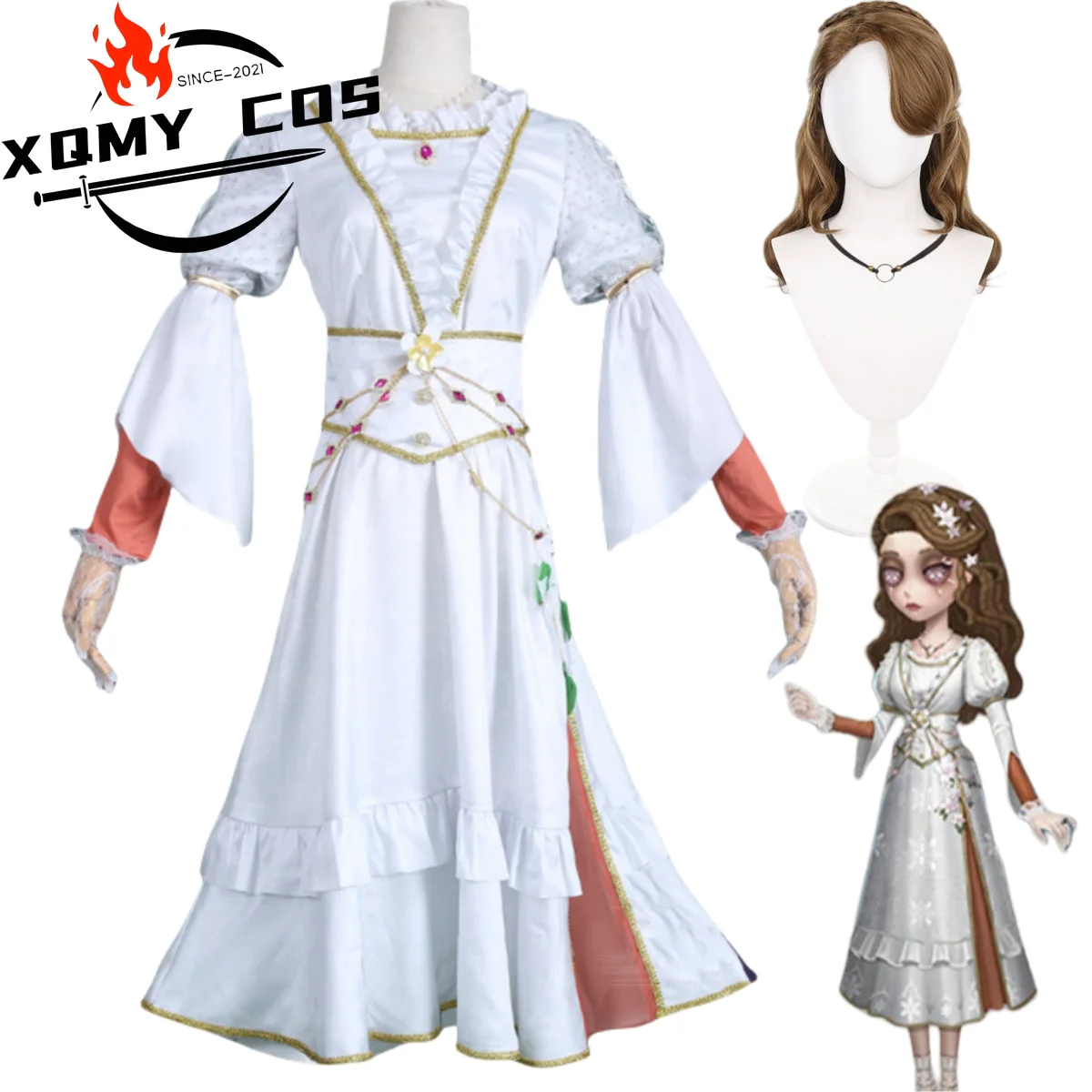 XQGame identité VAda Mesmer Cosplay Costume psychologue juliette perruque blanc nationalité jupe femme Sexy Costume de Festival traditionnel