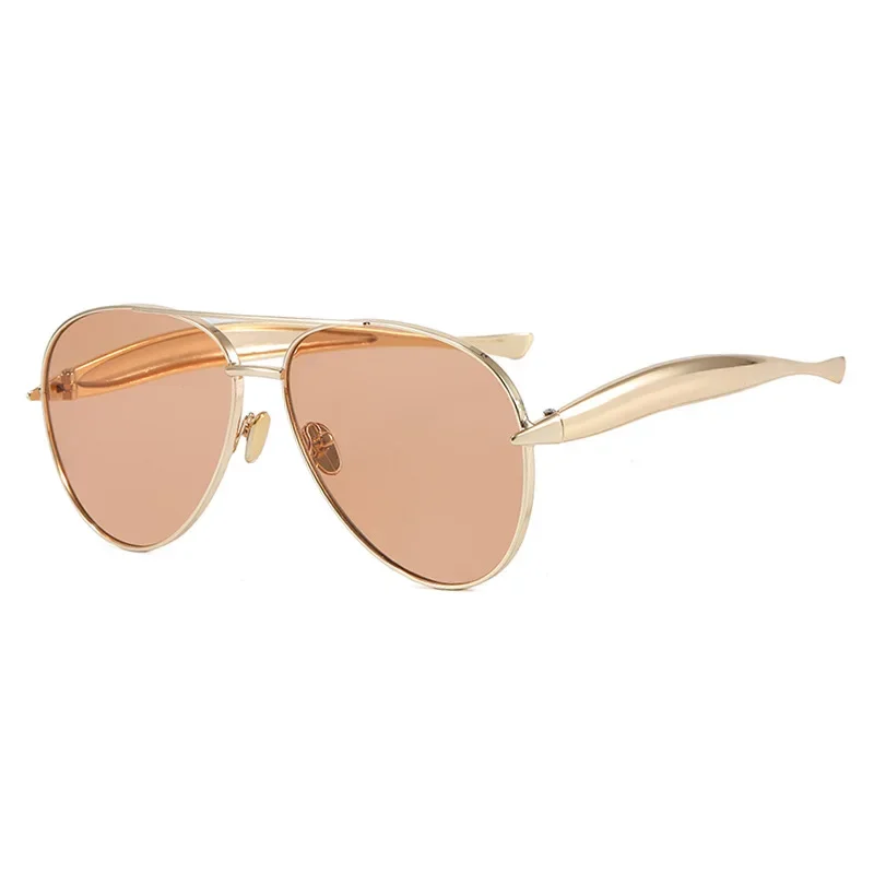 Toad-shaped Sunglasses Metal New Retro Plain Sunglasses High-end Women's Street Photography Trendy Sunglasses
