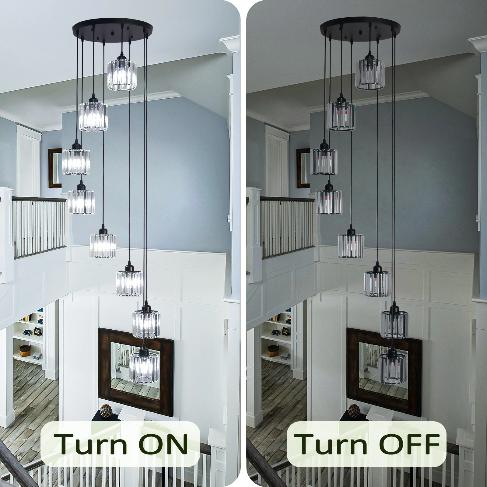 Modern Luxury Crystal Chandelier American Style 8 Lights Ceiling Pendant Light for Living Room Dining Room