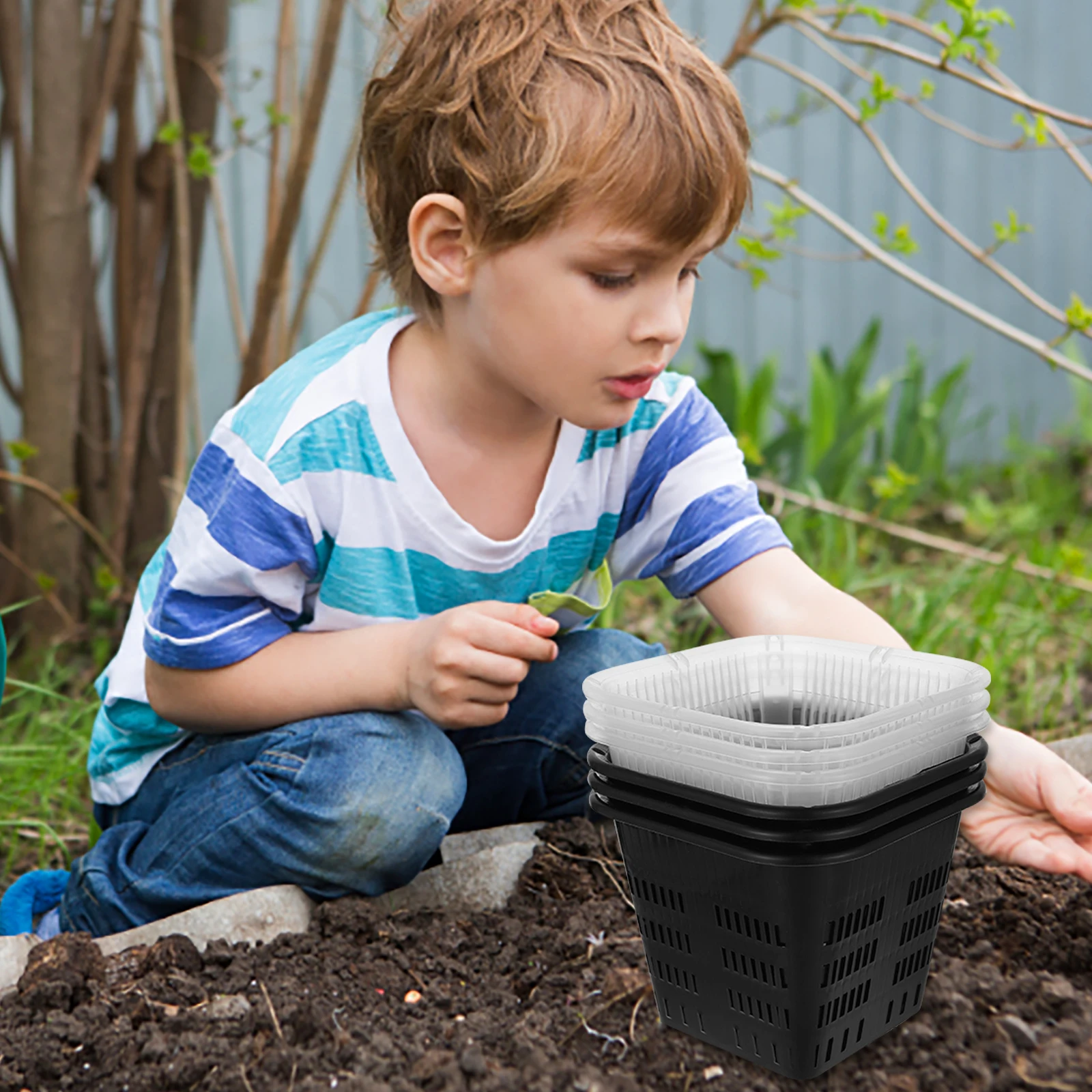 

6pcs Exquisite Root Control Flowerpots Plastic Breathable Gardening Planting Containers Indoor Balcony Simple Hollow Nursery