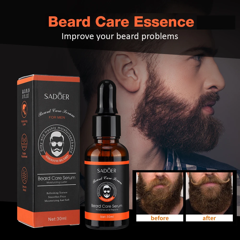 Men's Beard Oil Improve Frizz Deep Moisturizing Smoothing Softening Beard Serum Natural Face Hair Growth Beard Care Essence Oil