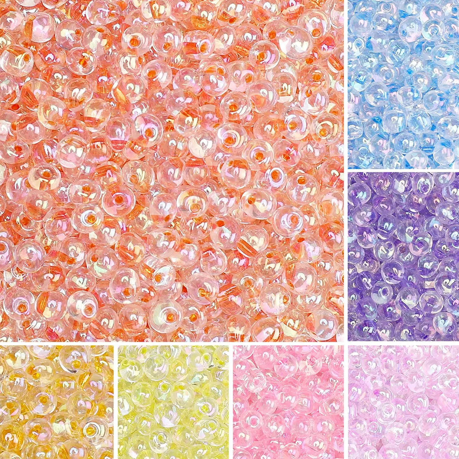 10g/lot Domestic Super Quality Glass Rice Beads, Illusionary Color Beads, Dyed Core Beads, Scattered Beads, Handmade DIY 