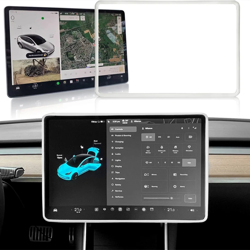Para Tesla Model 3 / Y Marco Protector de Silicona Borde Cubierta Protector de Pantalla de Navegación de Pantalla Central Accesorios para Auto 5