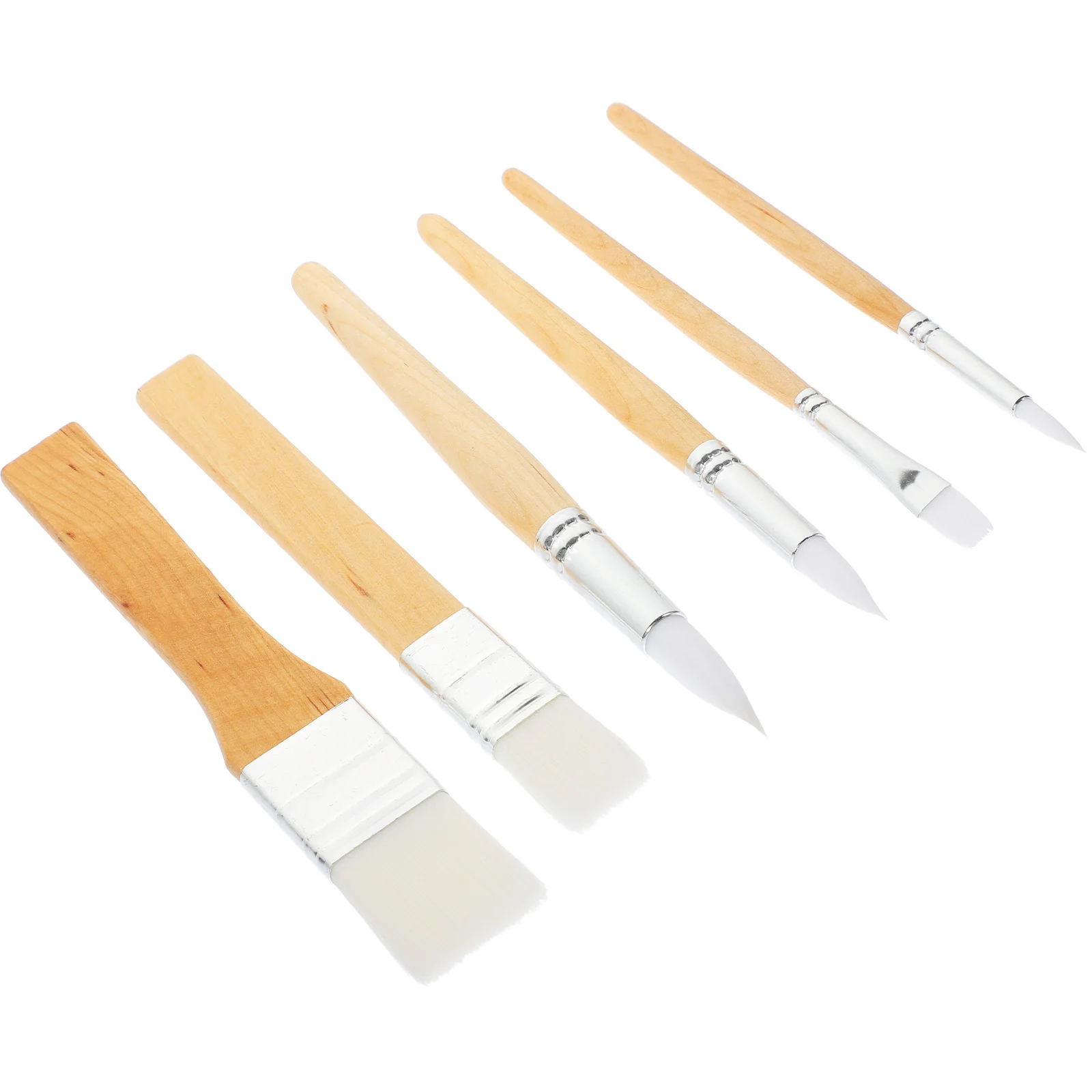 

6Pcs Durable Wood Material Painting Brushes Kit Fine Details Easy Control Acrylic Watercolor Oil Pigment Mixing Tools