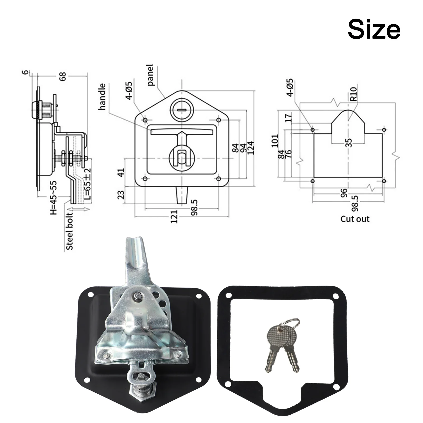 Easy Installation Lock Lock Key Black Truck Trailer Door Lock Easy Installation High-grade Material Portable Design