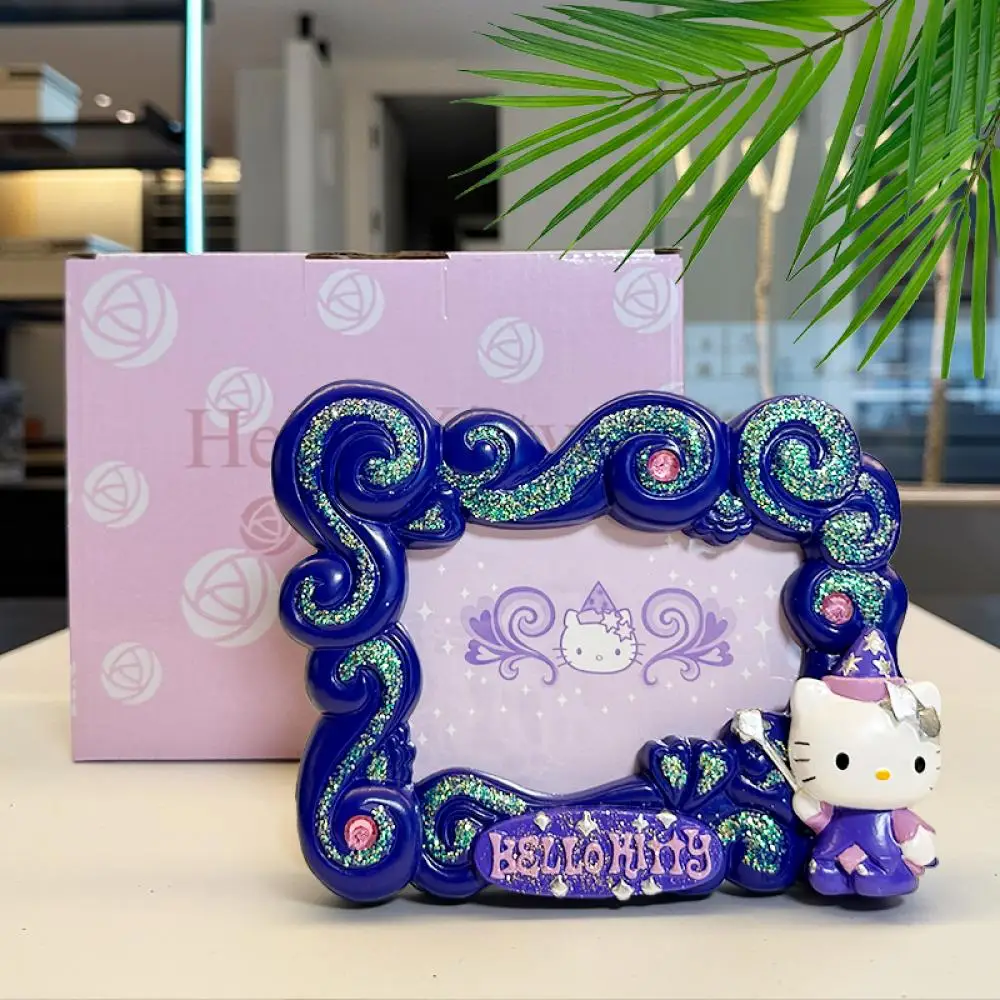 

The Purple Witch Hello kitty Magic wand Resin photo frame Sanrio Desktop ornament Room Decoration Photo storage Best friend gift