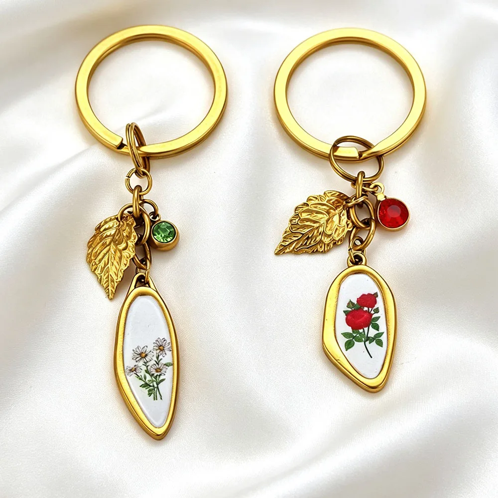 1-2Pcs Stainless Steel Vintage Rose Flower Rhinestone Pendants for DIY Keychain Bag Charm Necklace Handmade Jewelry Gifts Making
