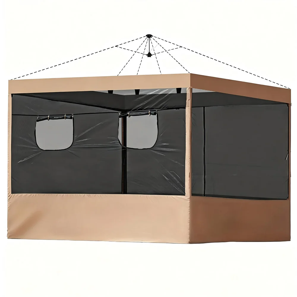 10x10ft Gazebo Mesh Side Walls with Window, Mosquito Net Screen Curtain for Pop Up Canopy Tent, Frame Not Included