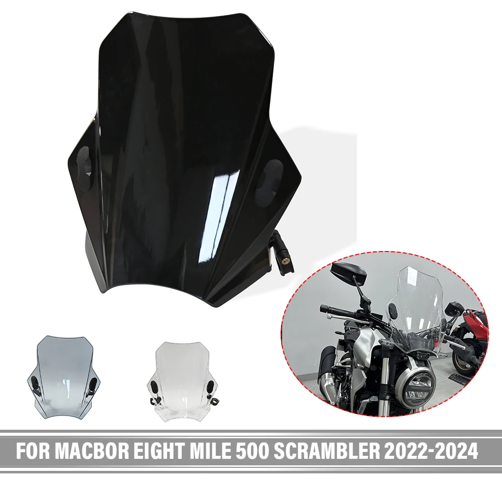 FOR MACBOR EIGHT MILE 500 SCRAMBLER STREET 2022-2024 Windshield Motorcycle Windshield Covers Motorcycle Windscreen Adjustable