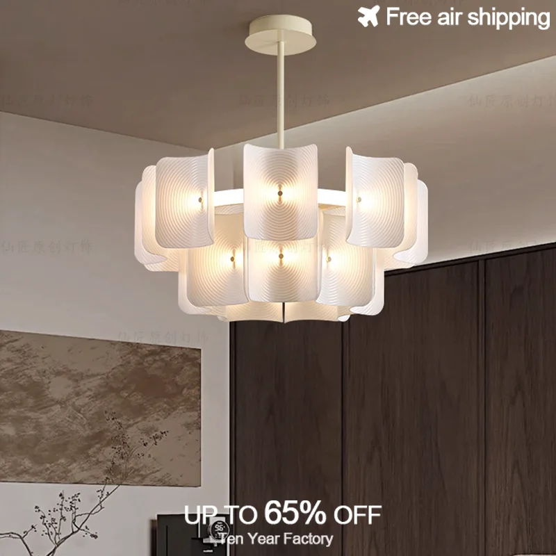 

LED modern luxury white ceiling chandelier lights for living room and dining room with hanging dimmable decorative pendant lamp