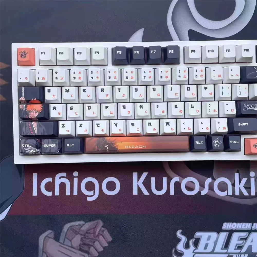 Imagem -05 - Anime Bleach Keycaps Keycaps de Jogos Pbt Personalizados para Cherry mx Switch Teclado Mecânico Anime Mouse Pad Dye-sub 128 Teclas