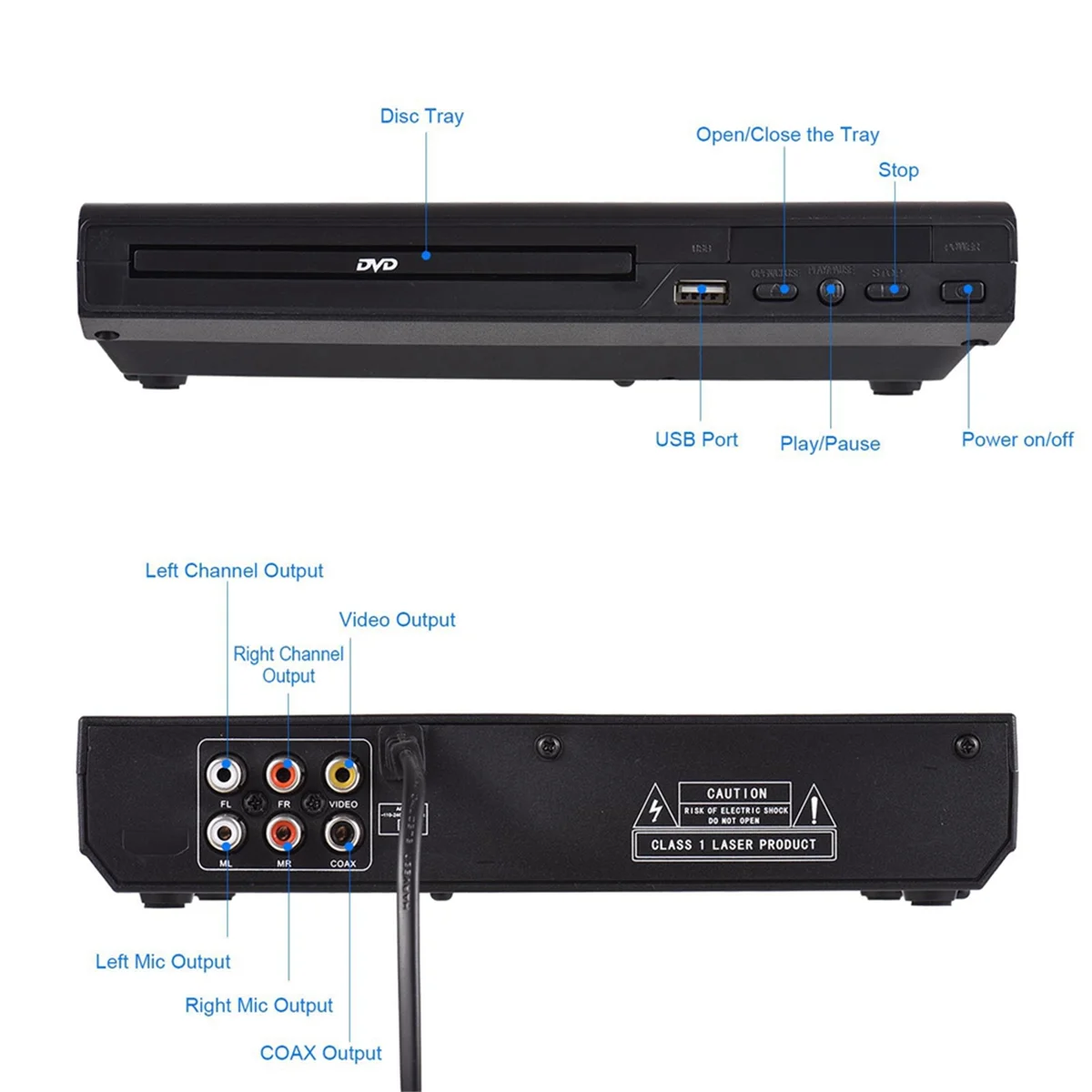 DVD PlayerDVD-225 Home DVD Player Digital Multimedia Player AV Output with Remote Control for TV VCD DVD Player EU PLUG