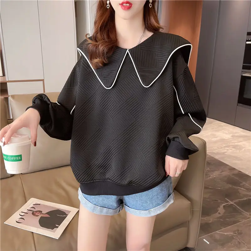 Women's Sweatshirt Without Hats Fashionable Loose and Unique Versatile Age-reducing Lazy Style Slimming Top