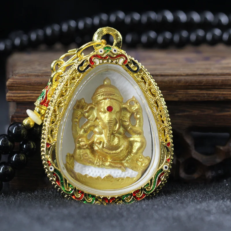 Asia Thailand Royal temple Buddha card GANESH Elephant God of wealth Pendant Amulet bring fortune GOOD LUCK Effective