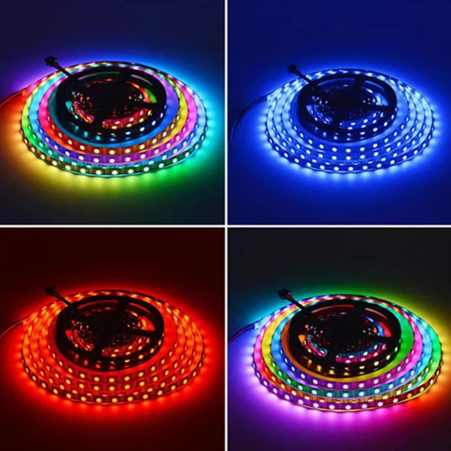 WS2812B IC Independent Control DC5V Led Lights RGB Led Strip Light IP65 IP68 Waterproof Smart Pixels Magic Light Black White PCB