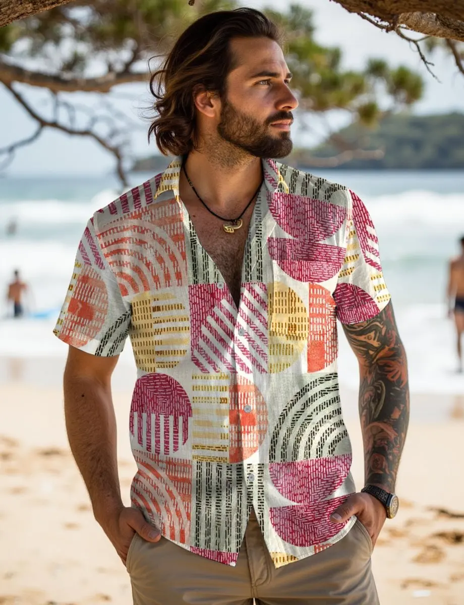 Summer new men's Hawaiian style printed short sleeved shirt, Hawaiian street top, casual and comfortable shirt