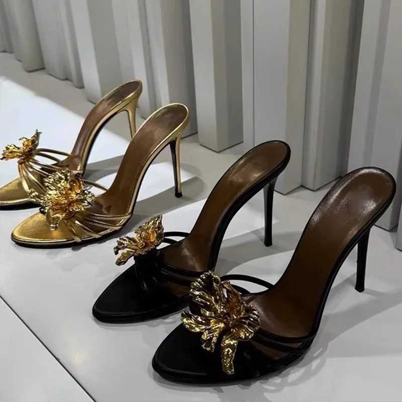 زهرة عالية الكعب امرأة النعال الصيف أحذية أنيقة خناجر مثير مضخات الفاخرة النساء الصنادل 2025 المرأة الوجه يتخبط #5